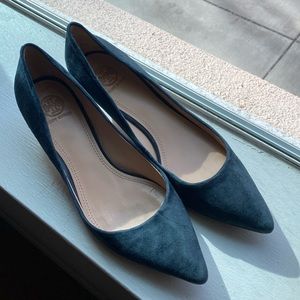 Tory Burch Greenwich Suede Leather Kitten Heels (Size 8.5)